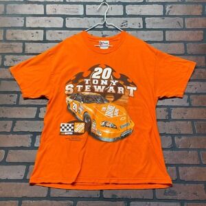 Chase Authentics NASCAR Tony Stewart Home Depot Orange Graphic Tee Shirt L Y2K